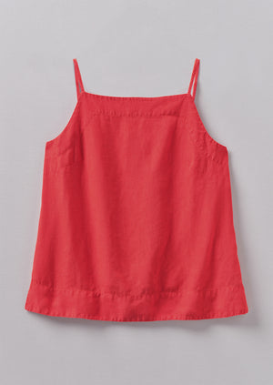 Square Neck Garment Dyed Linen Tank | Poppy Red