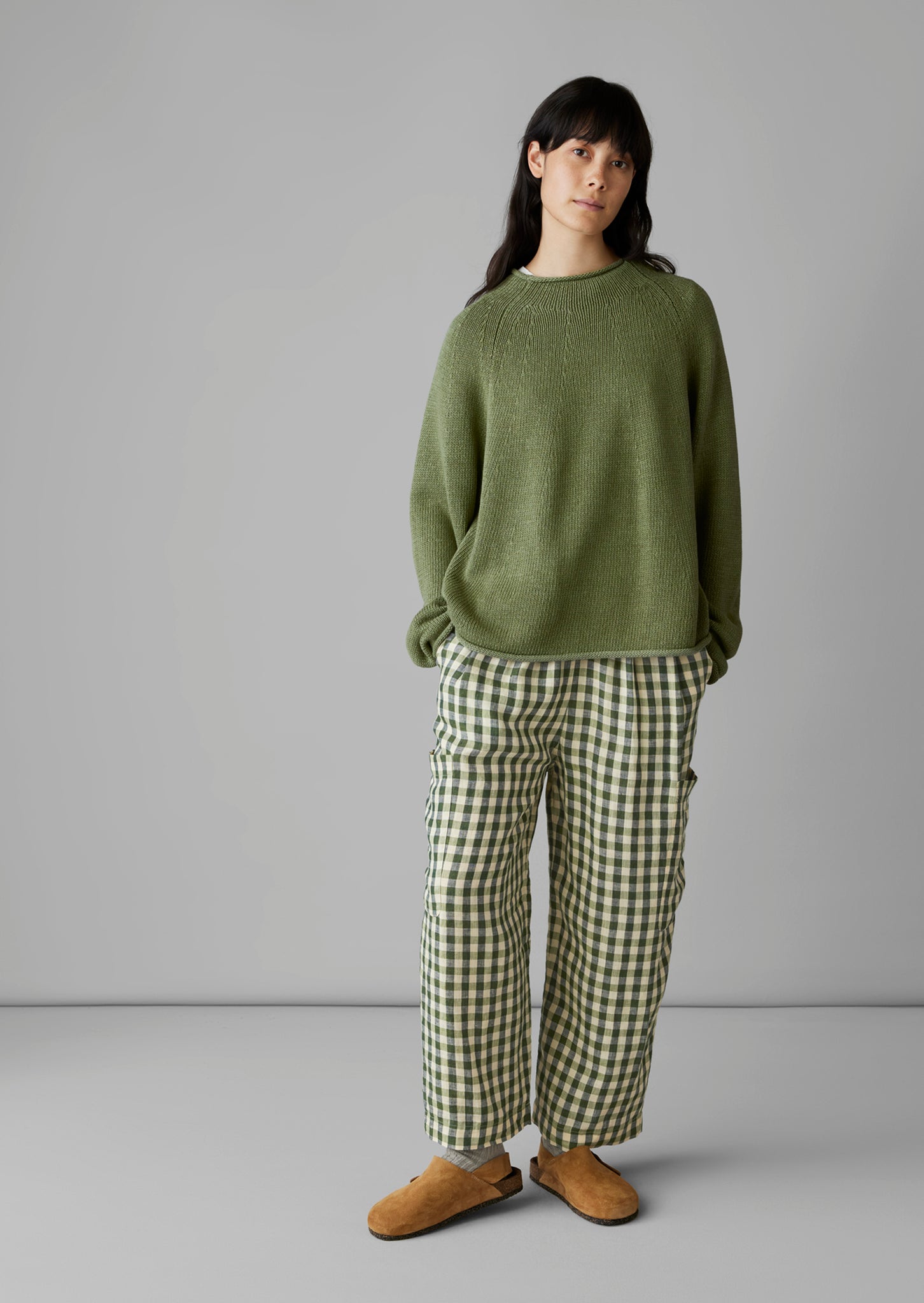 Cotton Linen Easy Sweater | Garden Green