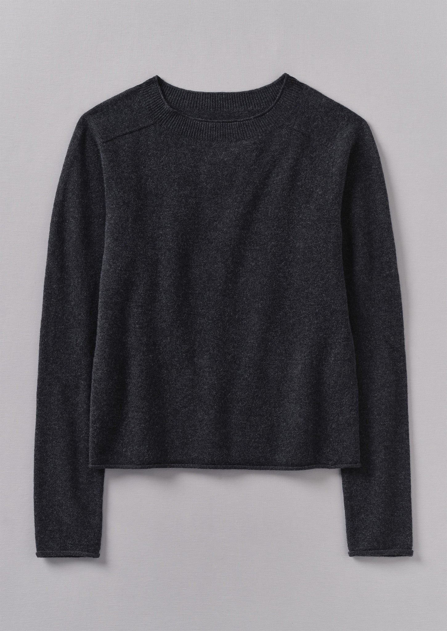 Wool Cashmere Neat Sweater | Charcoal