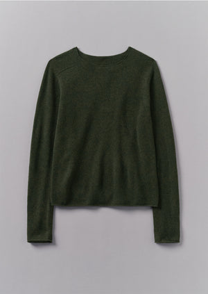 Wool Cashmere Neat Sweater | Dark Olive