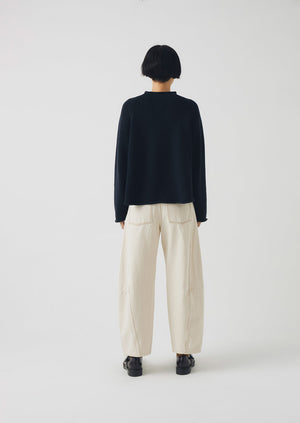 Organic Cotton Linen Easy Sweater | Dark Navy