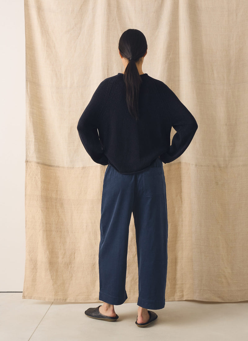 Organic Cotton Linen Easy Sweater | Dark Navy