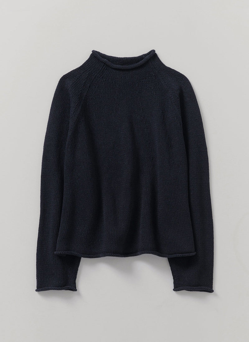 Organic Cotton Linen Easy Sweater | Dark Navy