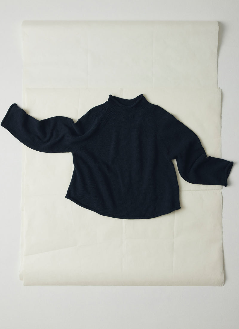 Organic Cotton Linen Easy Sweater | Dark Navy