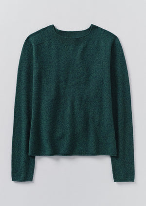 Wool Cashmere Neat Sweater | Forest Marl