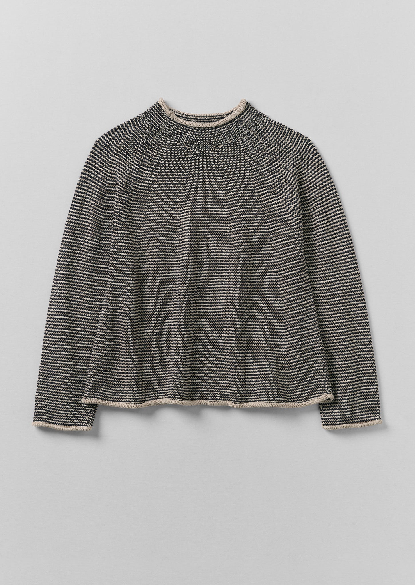 Stripe Linen Cotton Sweater | Navy/Putty