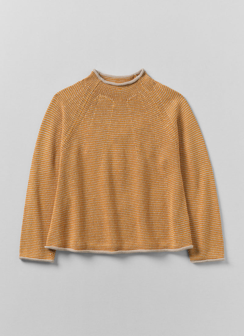 Stripe Linen Cotton Sweater | Spice/Putty