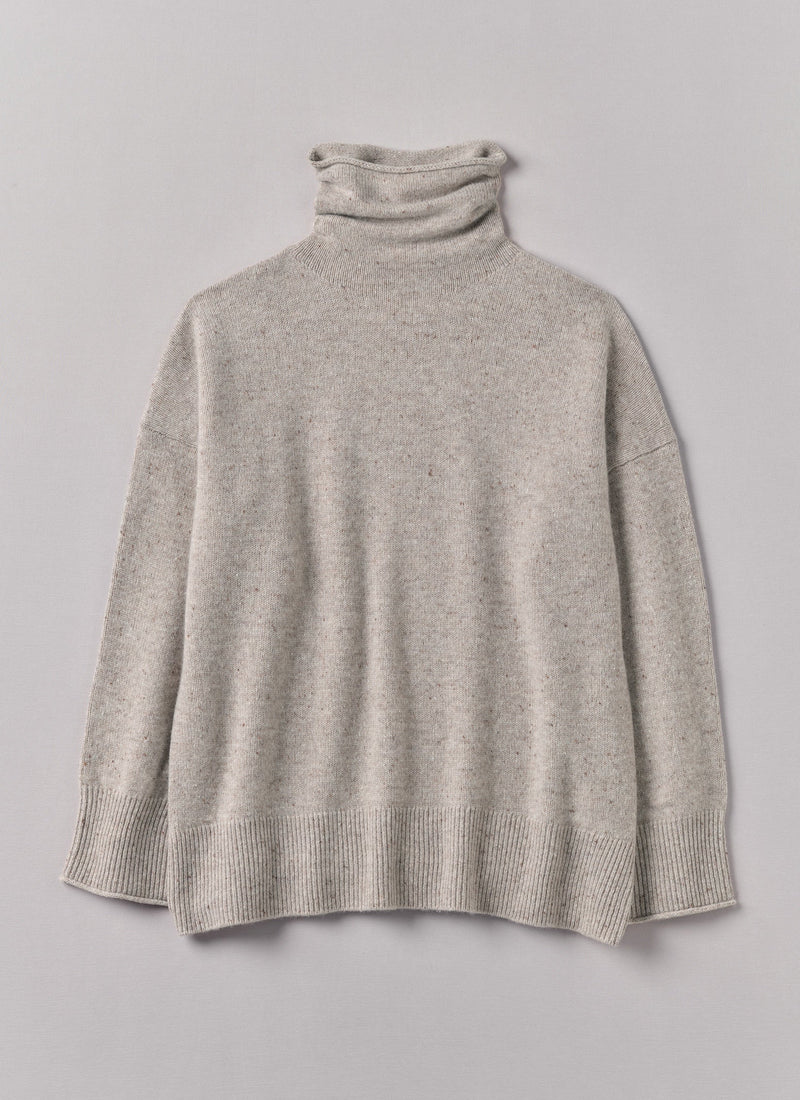 Roll Neck Wool Cashmere Sweater | Oatmeal