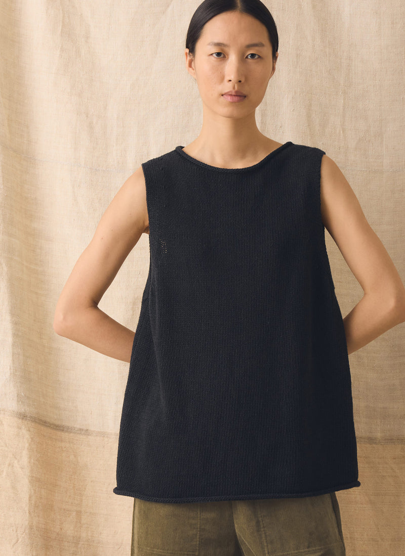 Linen Cotton Knitted Tank | Slate