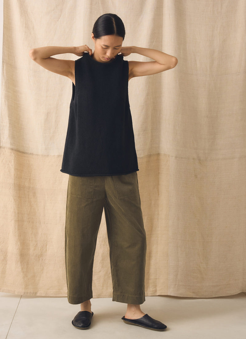 Linen Cotton Knitted Tank | Slate