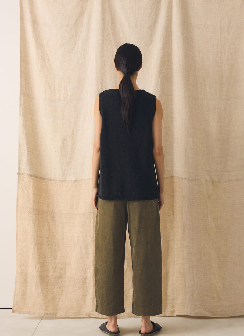 Linen Cotton Knitted Tank | Slate