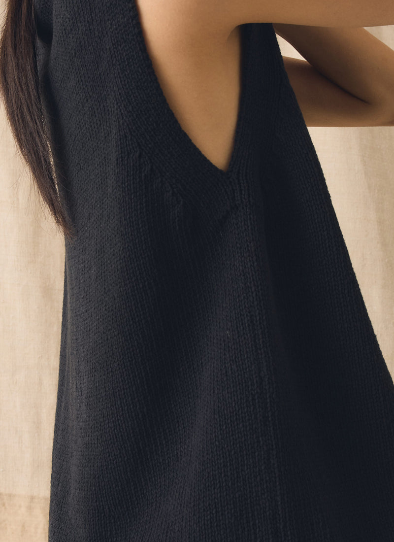 Linen Cotton Knitted Tank | Slate