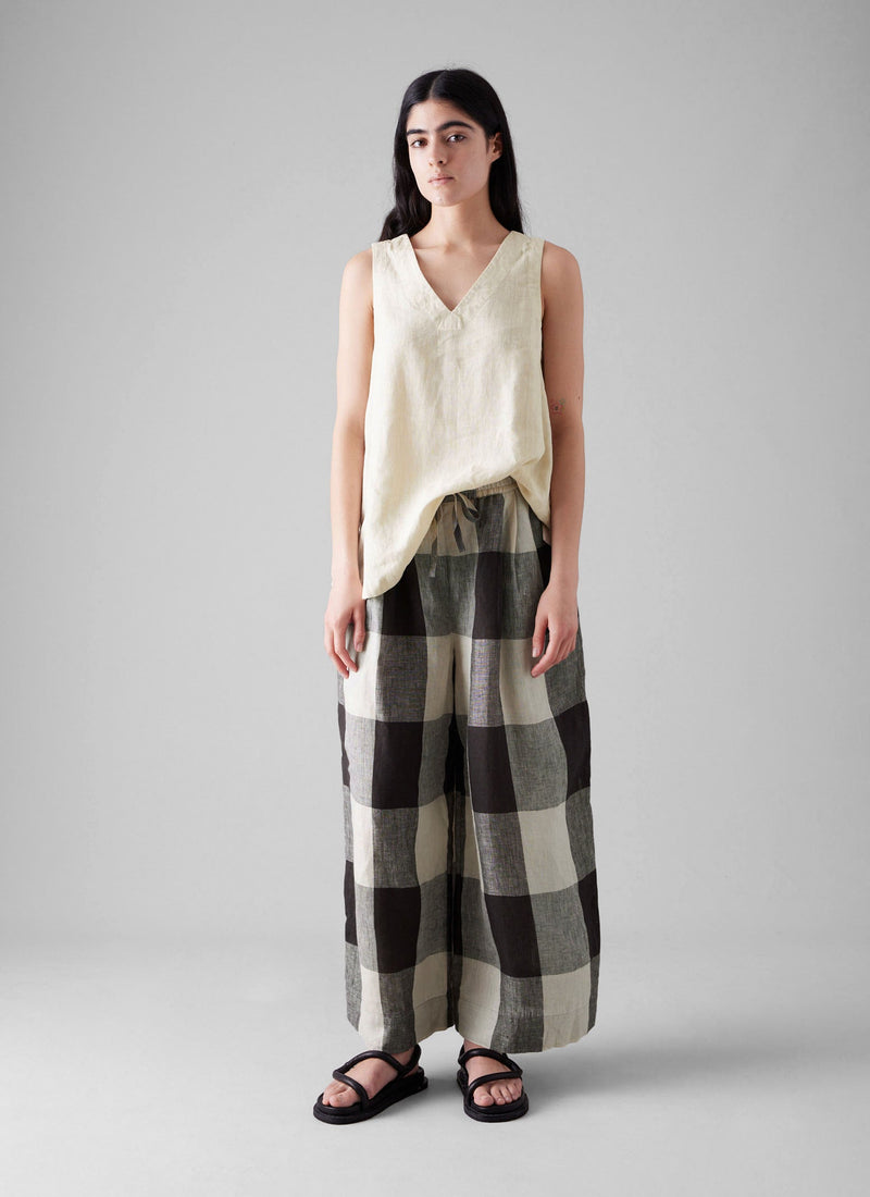 Garment Dyed Linen V-Neck Tank | Oat