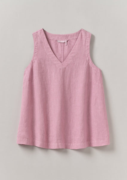 Garment Dyed Linen V Neck Tank Washed