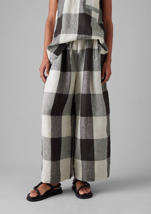 Macro Gingham Lightweight Linen Tank | Ecru/Charcoal
