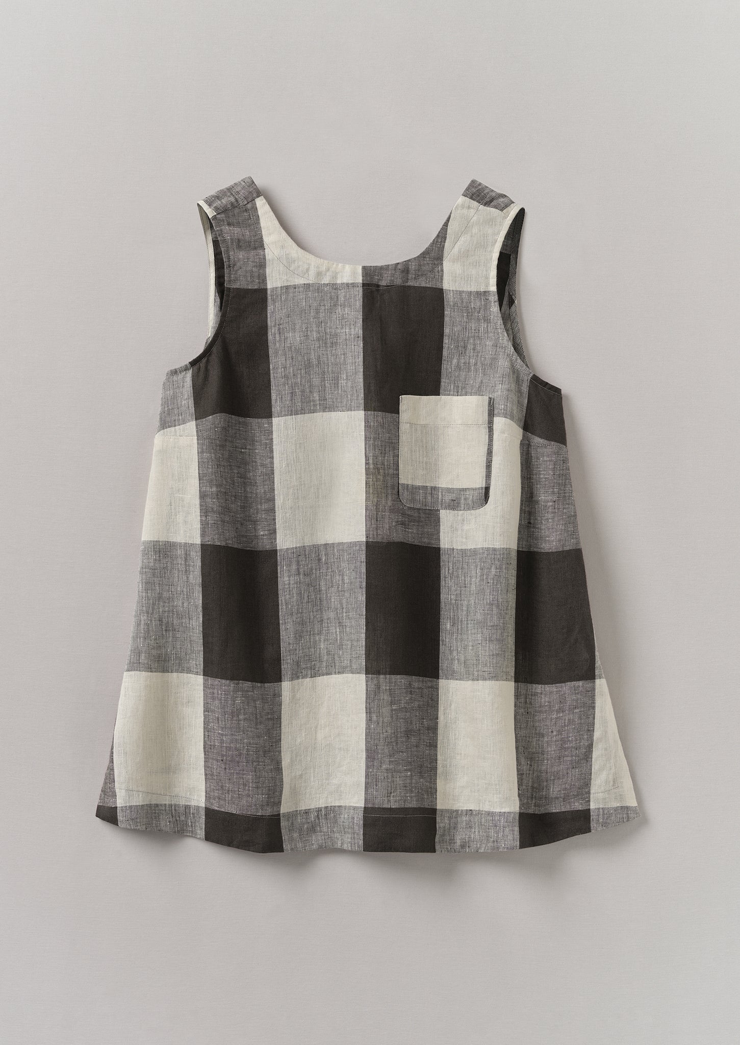 Macro Gingham Lightweight Linen Tank | Ecru/Charcoal