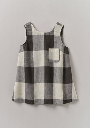 Macro Gingham Lightweight Linen Tank | Ecru/Charcoal