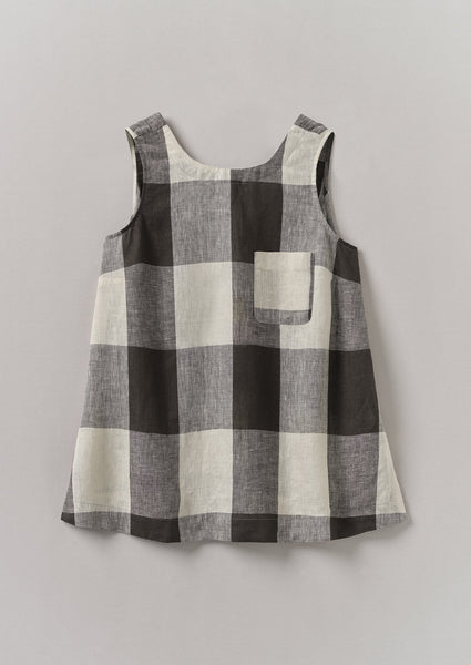 Macro Gingham Lightweight Linen Tank Ecru Charcoal