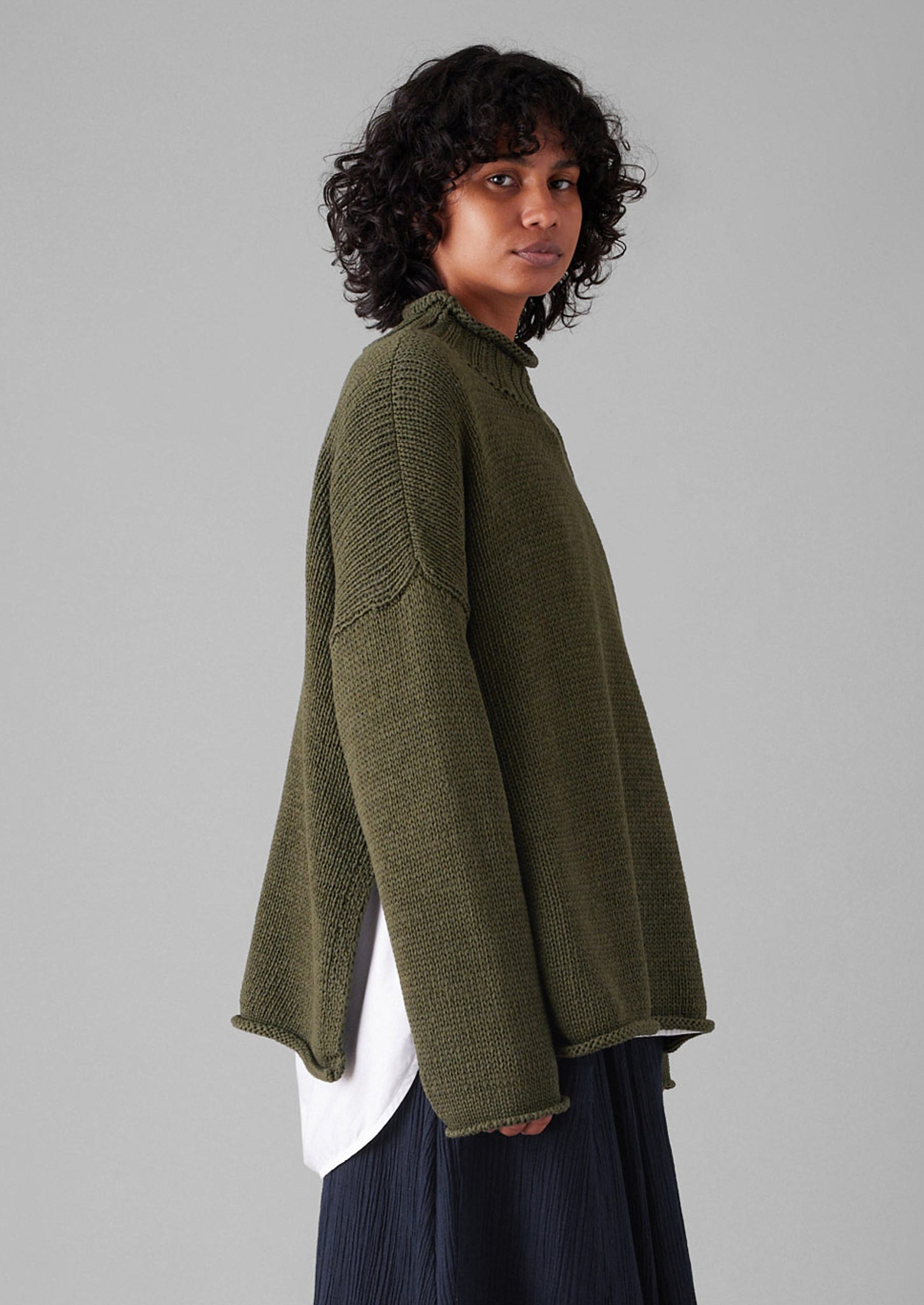 Textured Cotton Easy Sweater | Darkest Olive | TOAST Textured Cotton Easy Sweater | Darkest Olive | TOAST