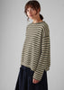 Stripe Alpaca Wool Crew Neck Sweater | Oatmeal/Olive