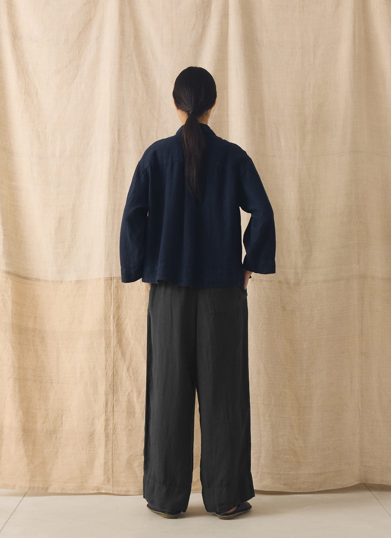 Garment Dyed Linen Shirt | Midnight