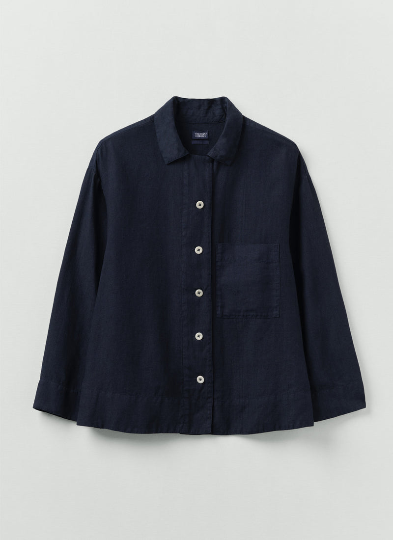 Garment Dyed Linen Shirt | Midnight