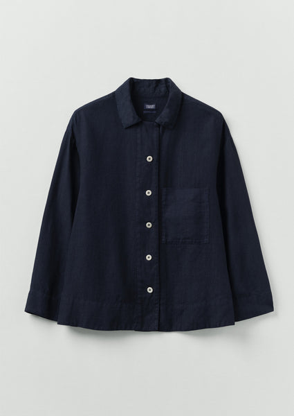 Garment Dyed Linen Shirt Midnight