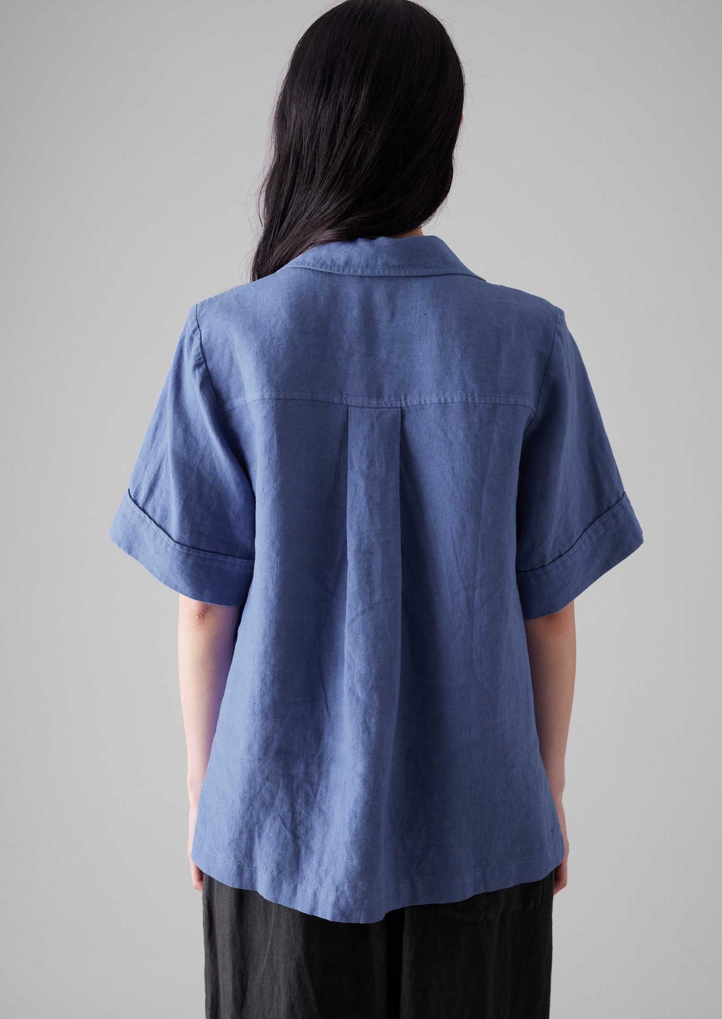 Garment Dyed Linen Boxy Shirt | Cornflower