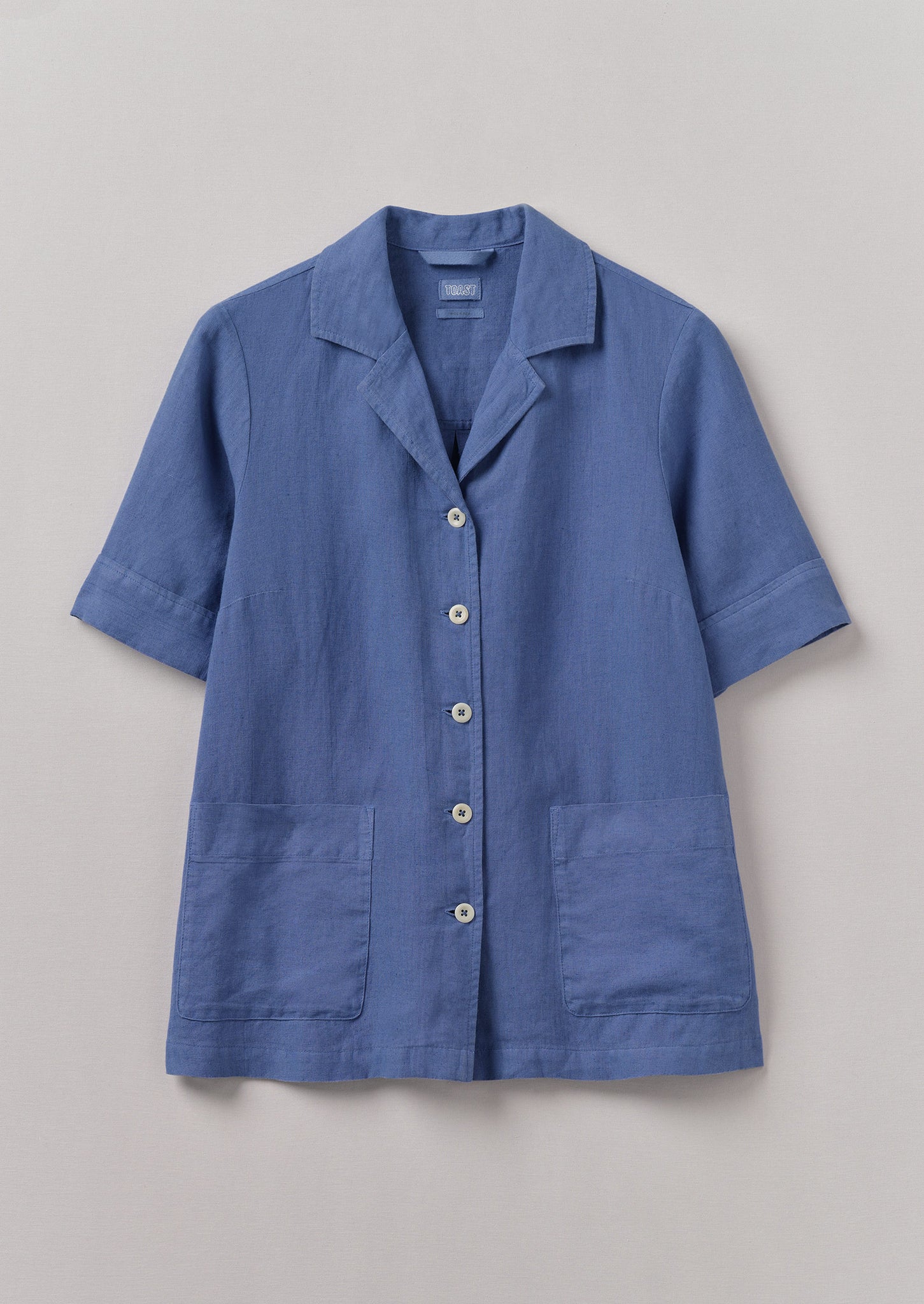Garment Dyed Linen Boxy Shirt | Cornflower