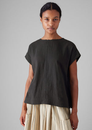 Crinkle Cotton Gauze Top | Black Pepper