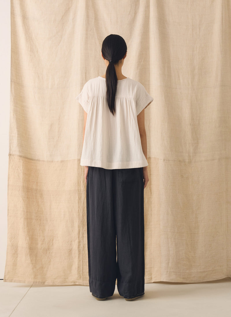 Crinkle Cotton Gauze Top | Oat