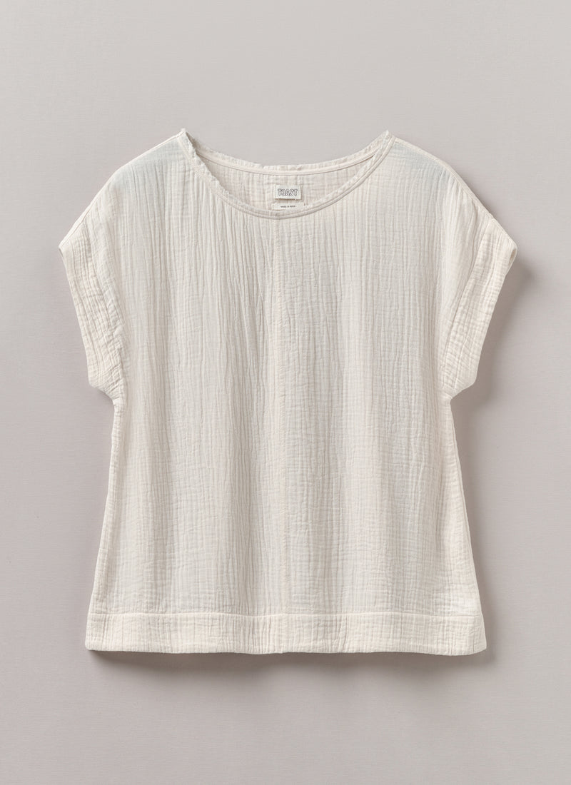 Crinkle Cotton Gauze Top | Oat