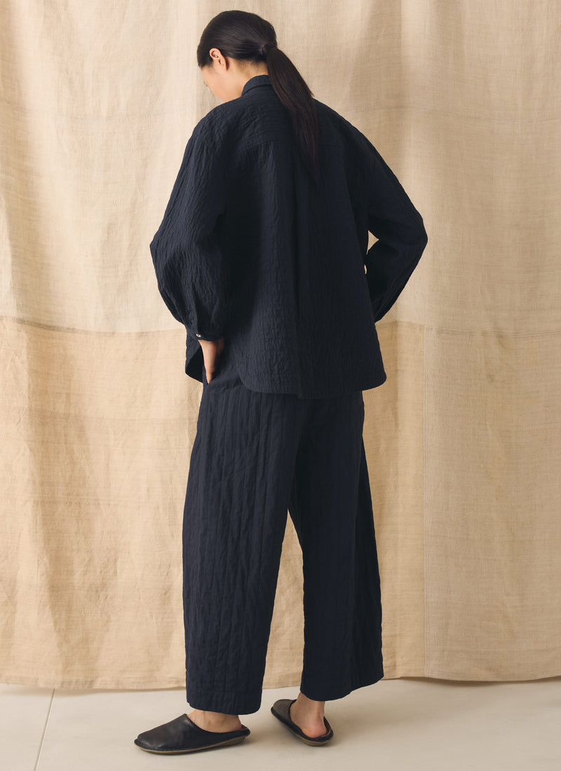 Quilted Cotton Shirt | Indigo Blue