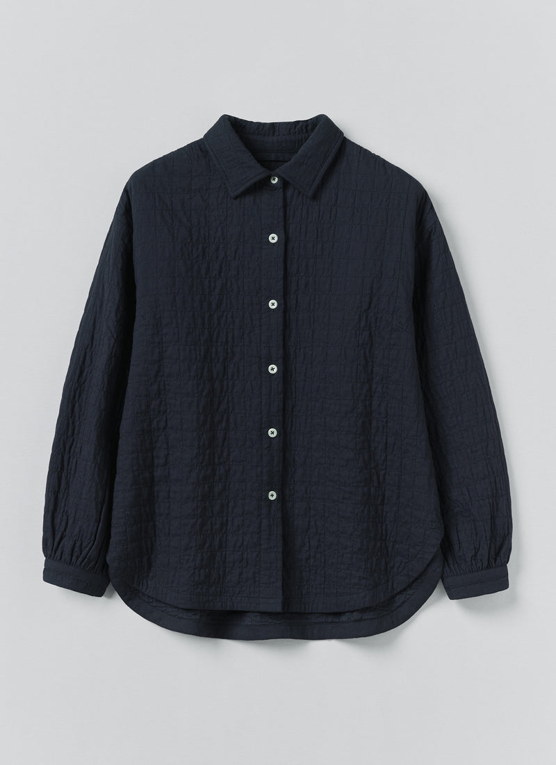 Quilted Cotton Shirt | Indigo Blue