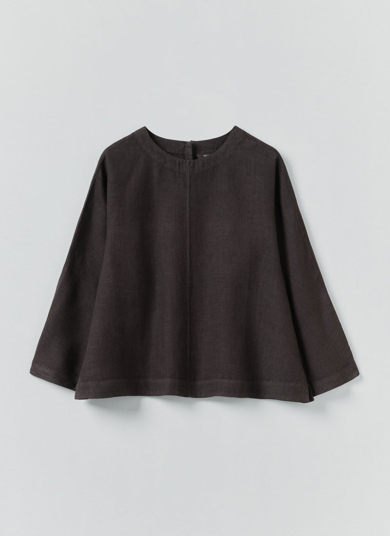 Garment Dyed Linen Top | Black Pepper