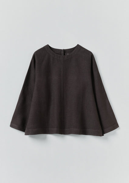 Garment Dyed Linen Top Pepper