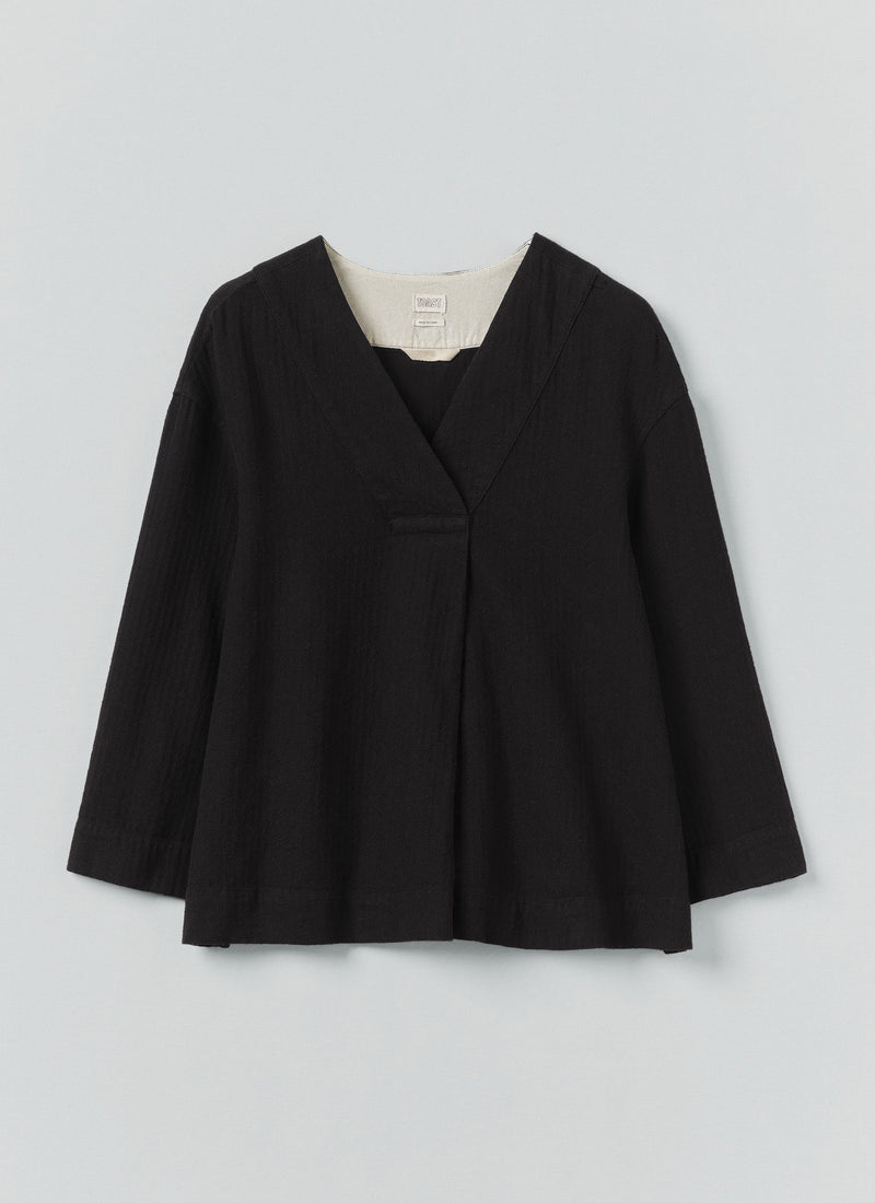 Brushed Linen Cotton Herringbone Top | Slate