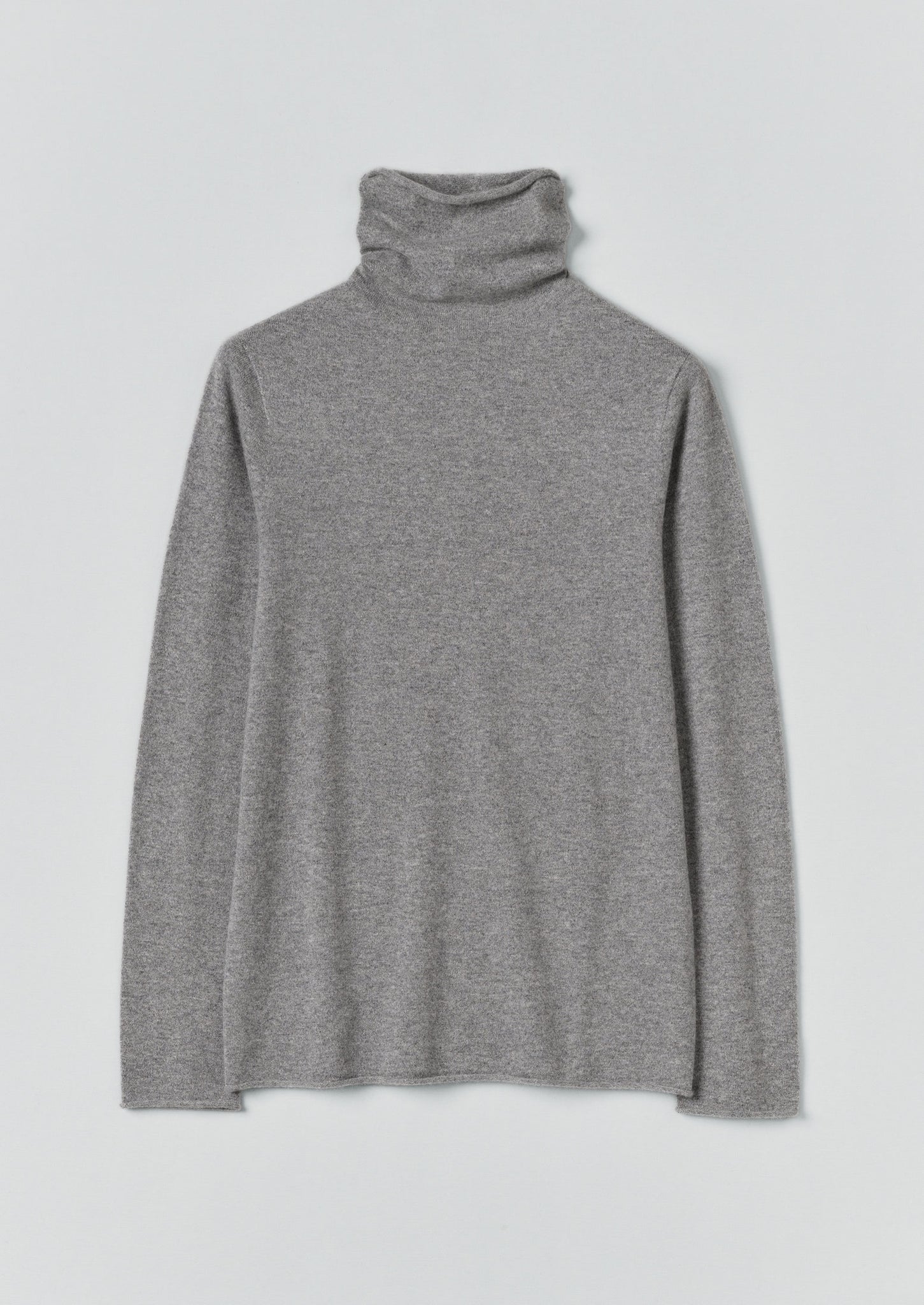 Pure Cashmere Slim High Neck Sweater | Grey Melange
