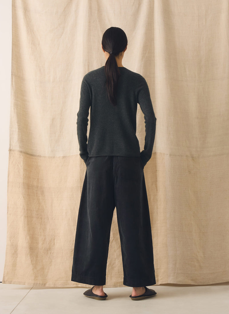 Wool Cashmere Neat Cardigan | Charcoal