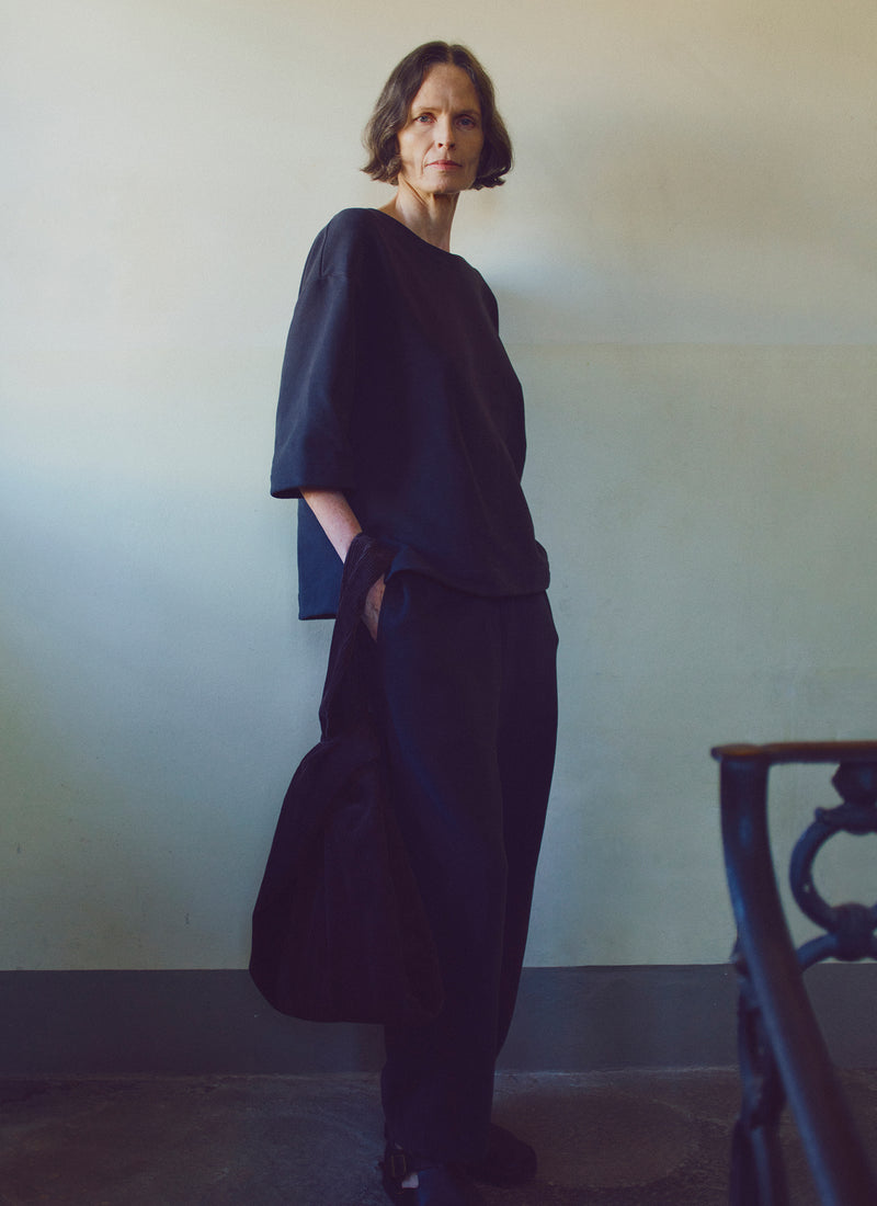 Square Cut Loopback Jersey Tee | Black Pepper
