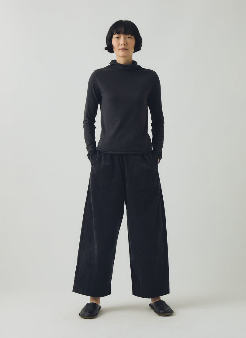 High Neck Soft Cotton Tee | Charcoal