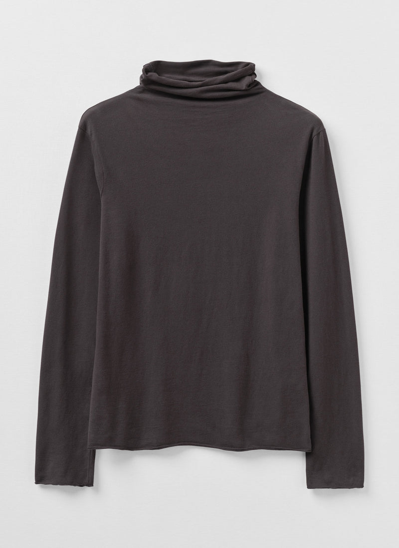 High Neck Soft Cotton Tee | Charcoal