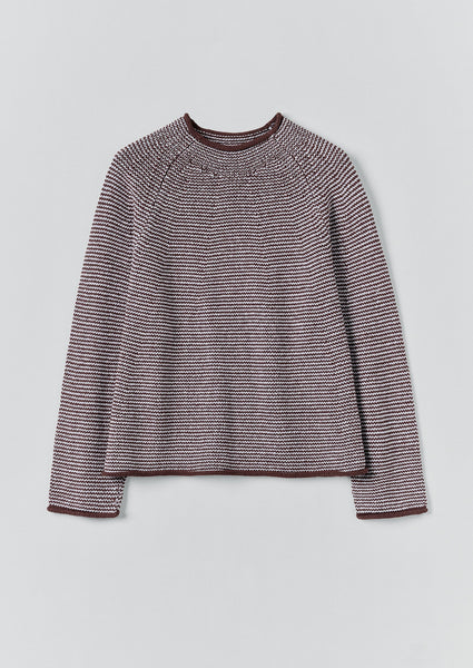 Stripe Linen Cotton Sweater Ochre Periwinkle