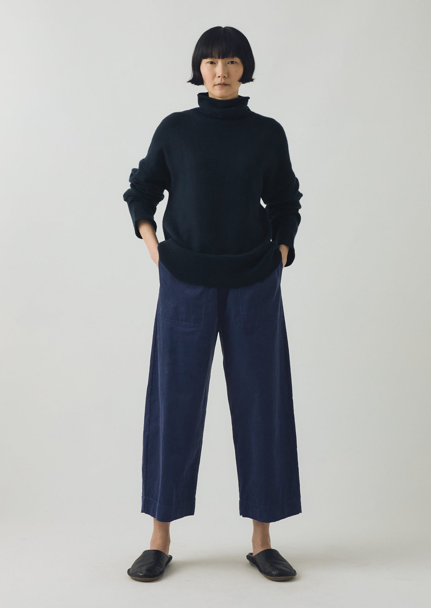 Roll Neck Wool Cashmere Sweater | Ink Blue