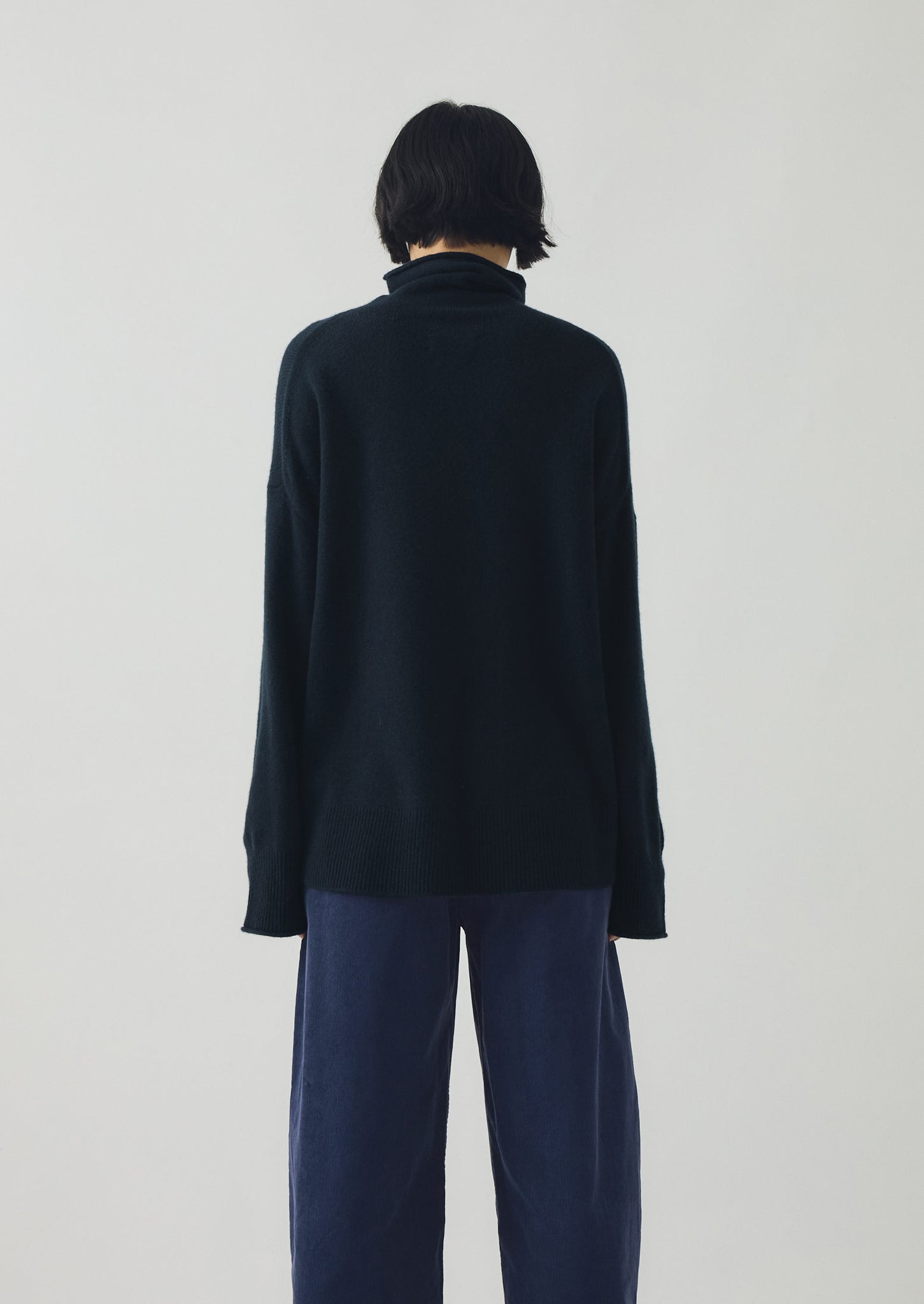Roll Neck Wool Cashmere Sweater | Ink Blue