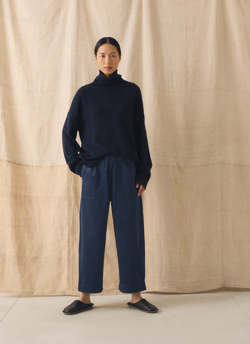 Roll Neck Wool Cashmere Sweater | Ink Blue