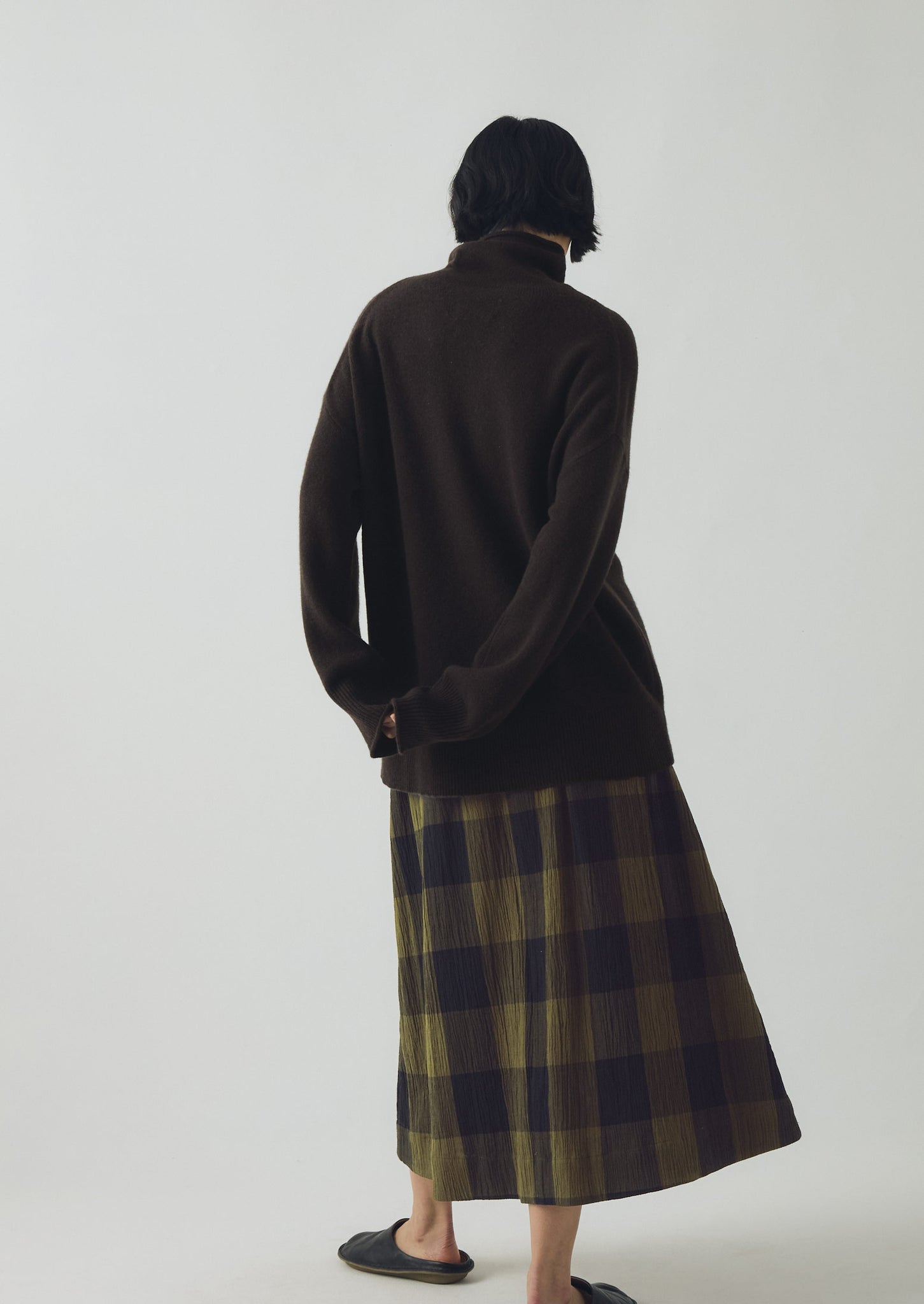 Roll Neck Wool Cashmere Sweater | Brown Umber