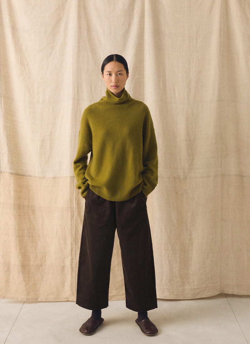 Roll Neck Wool Cashmere Sweater | Pear