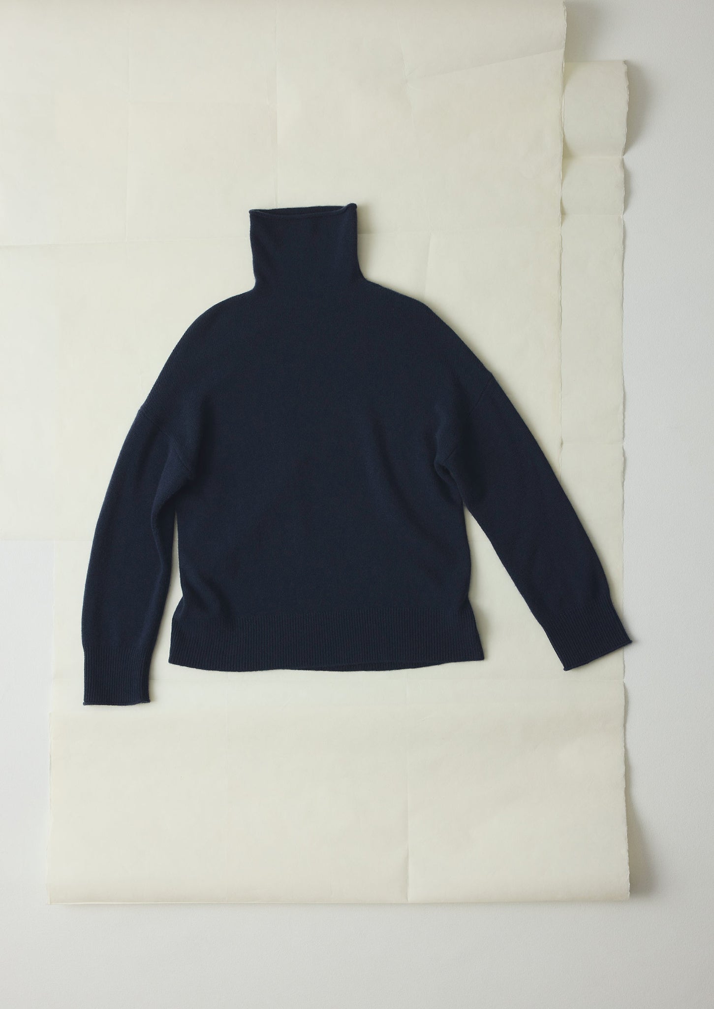 Roll Neck Wool Cashmere Sweater | Ink Blue