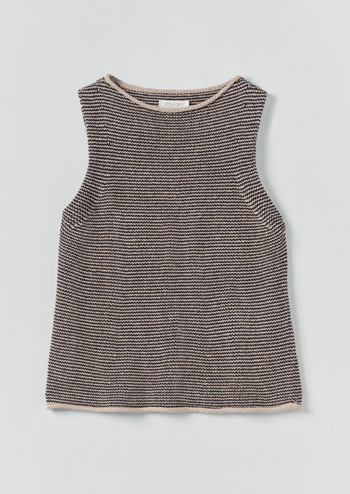 Stripe Linen Cotton Knitted Tank | Navy/Putty